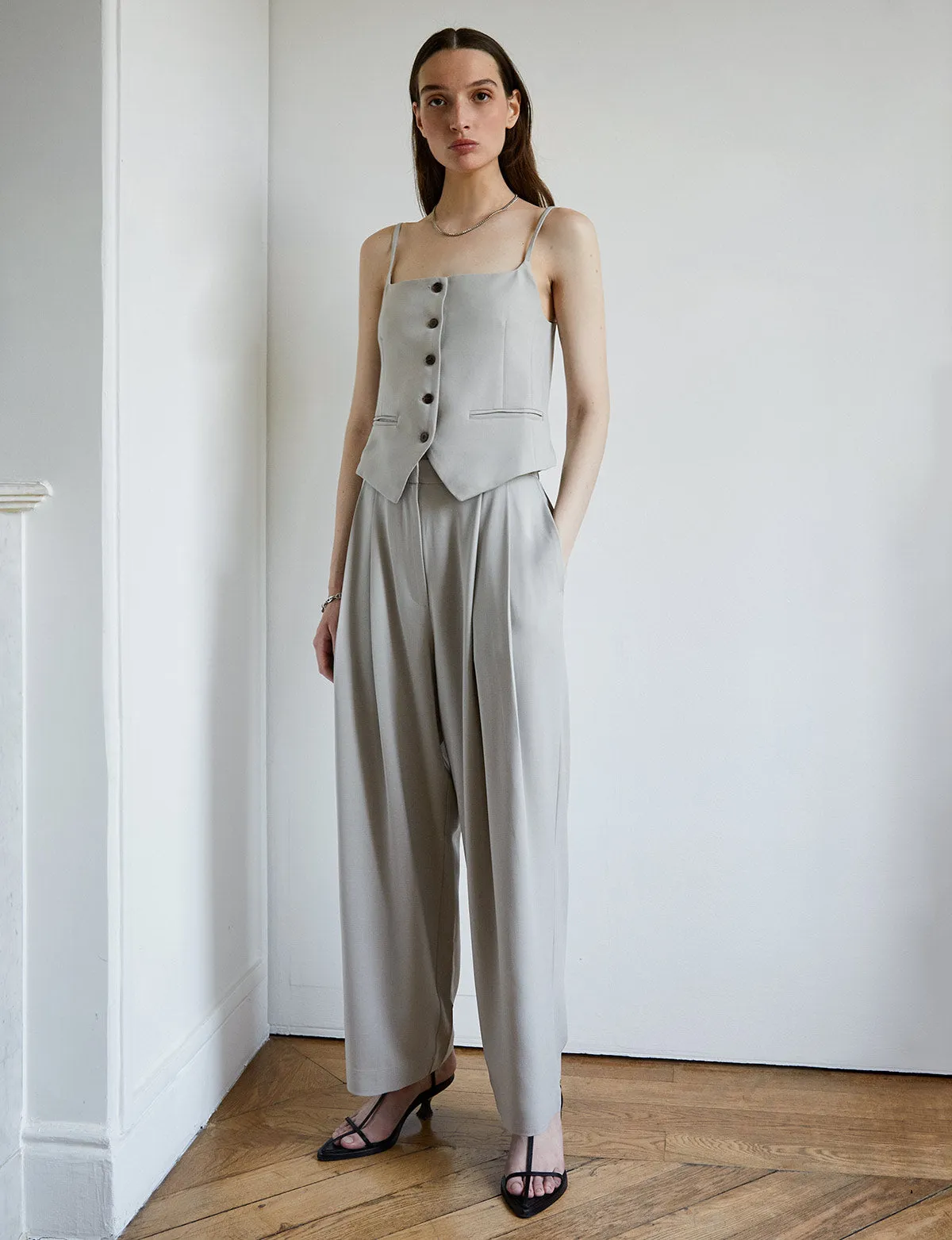 Grey Pleated Pants-BESTSELLER sold by Pixie Market product image thumbnail 2