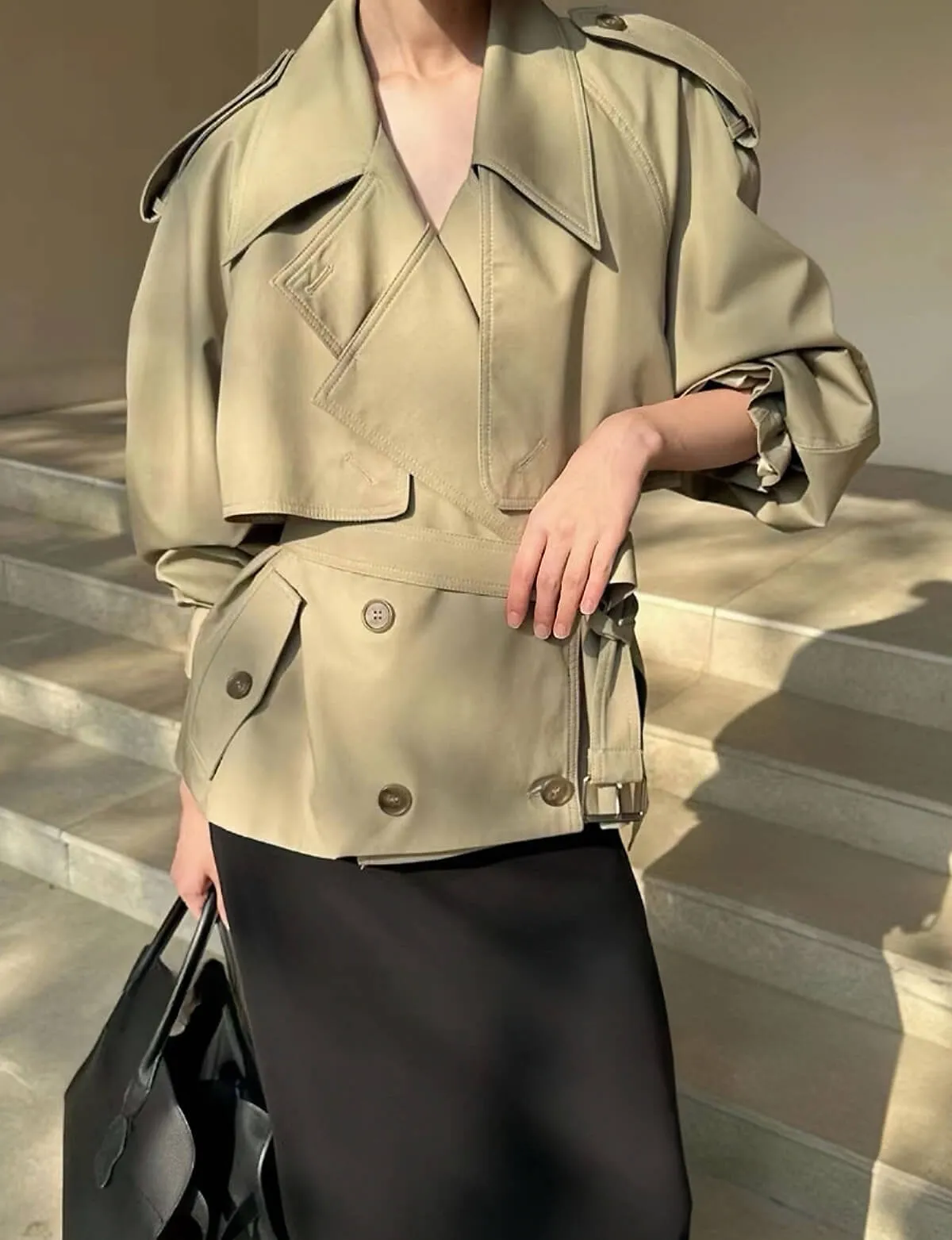 Cropped Oversize Khaki Jacket-BESTSELLER sold by Pixie Market product image thumbnail 4