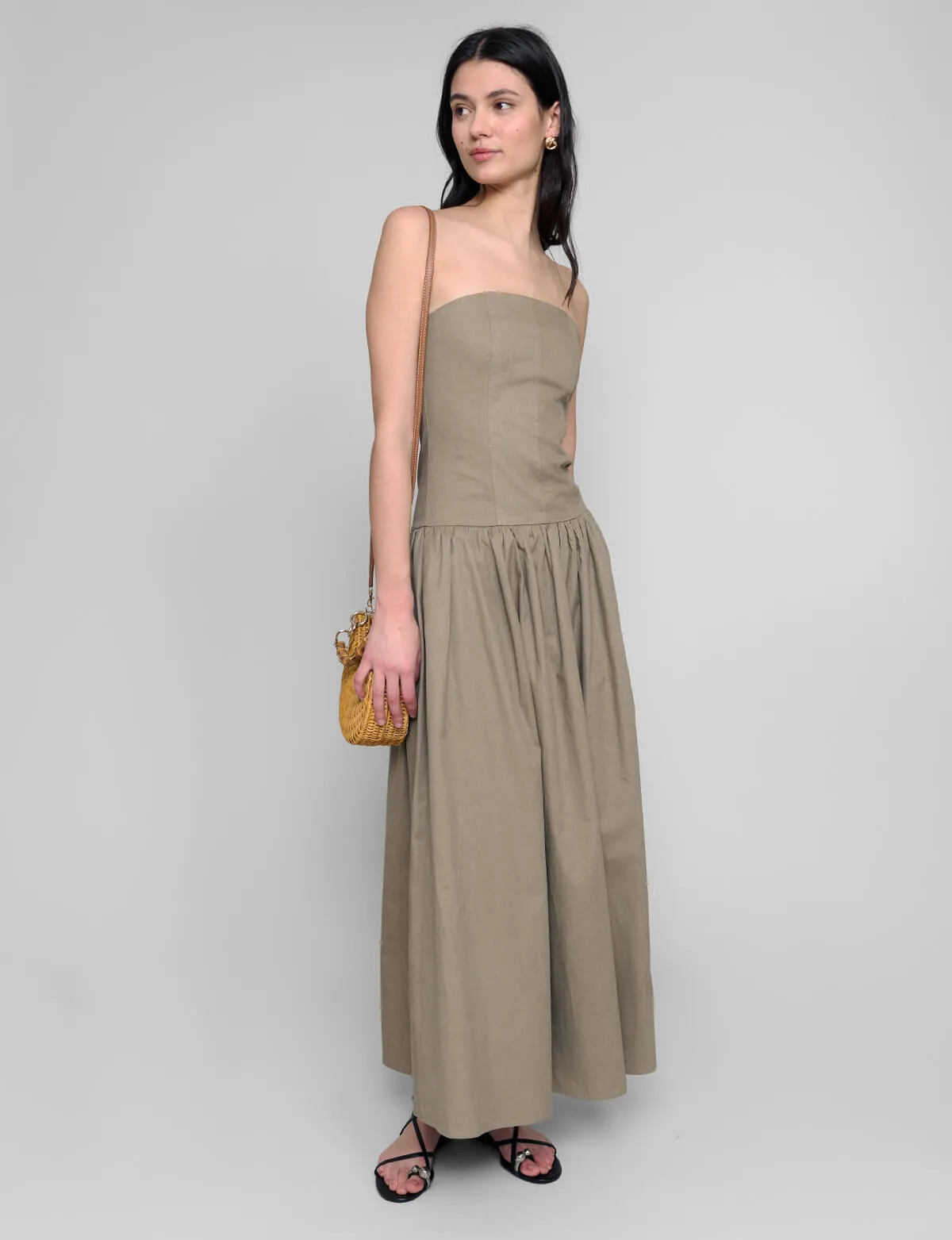 Khaki Strapless Dress-BESTSELLER sold by Pixie Market product image thumbnail 3