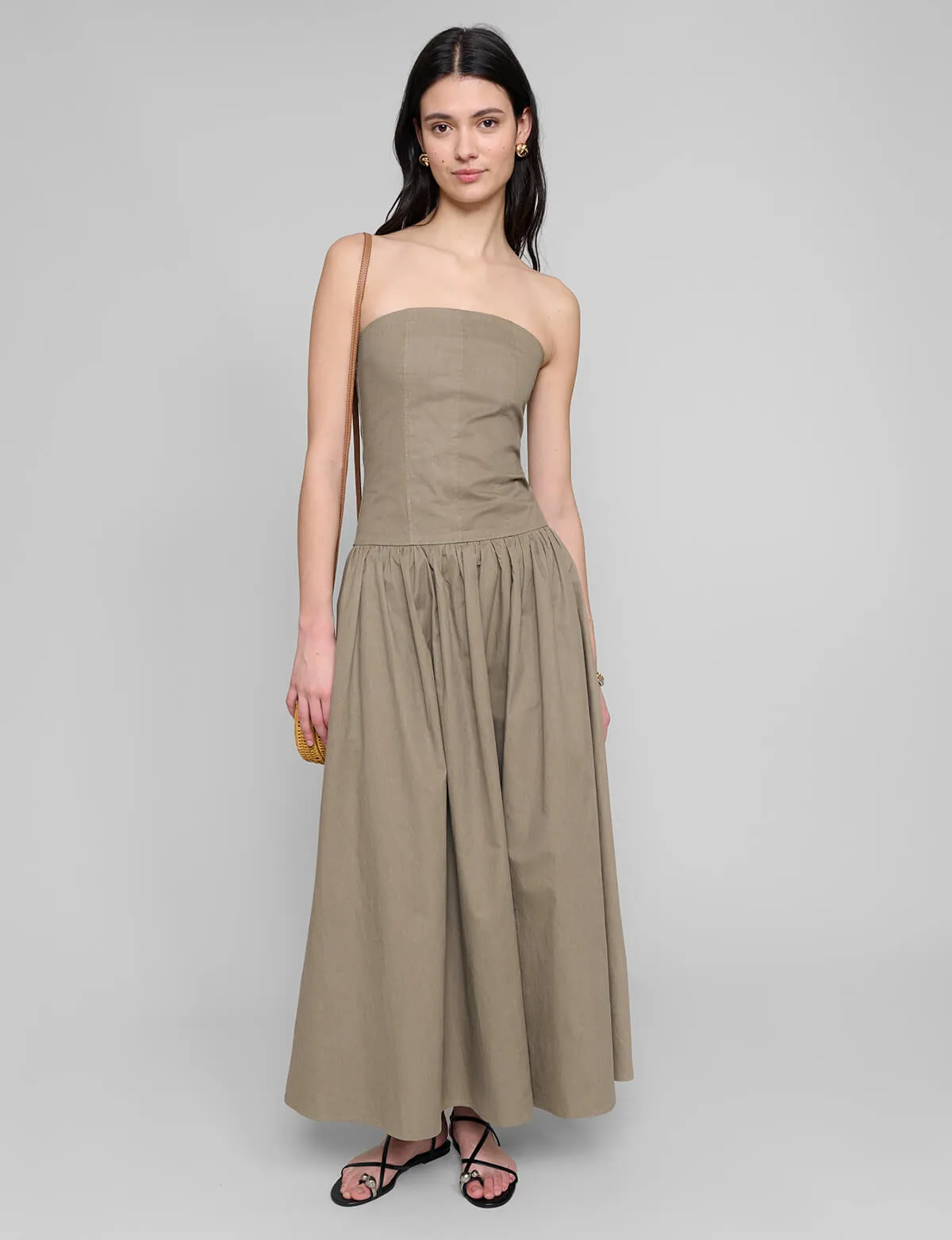 Khaki Strapless Dress-BESTSELLER sold by Pixie Market product image thumbnail 2
