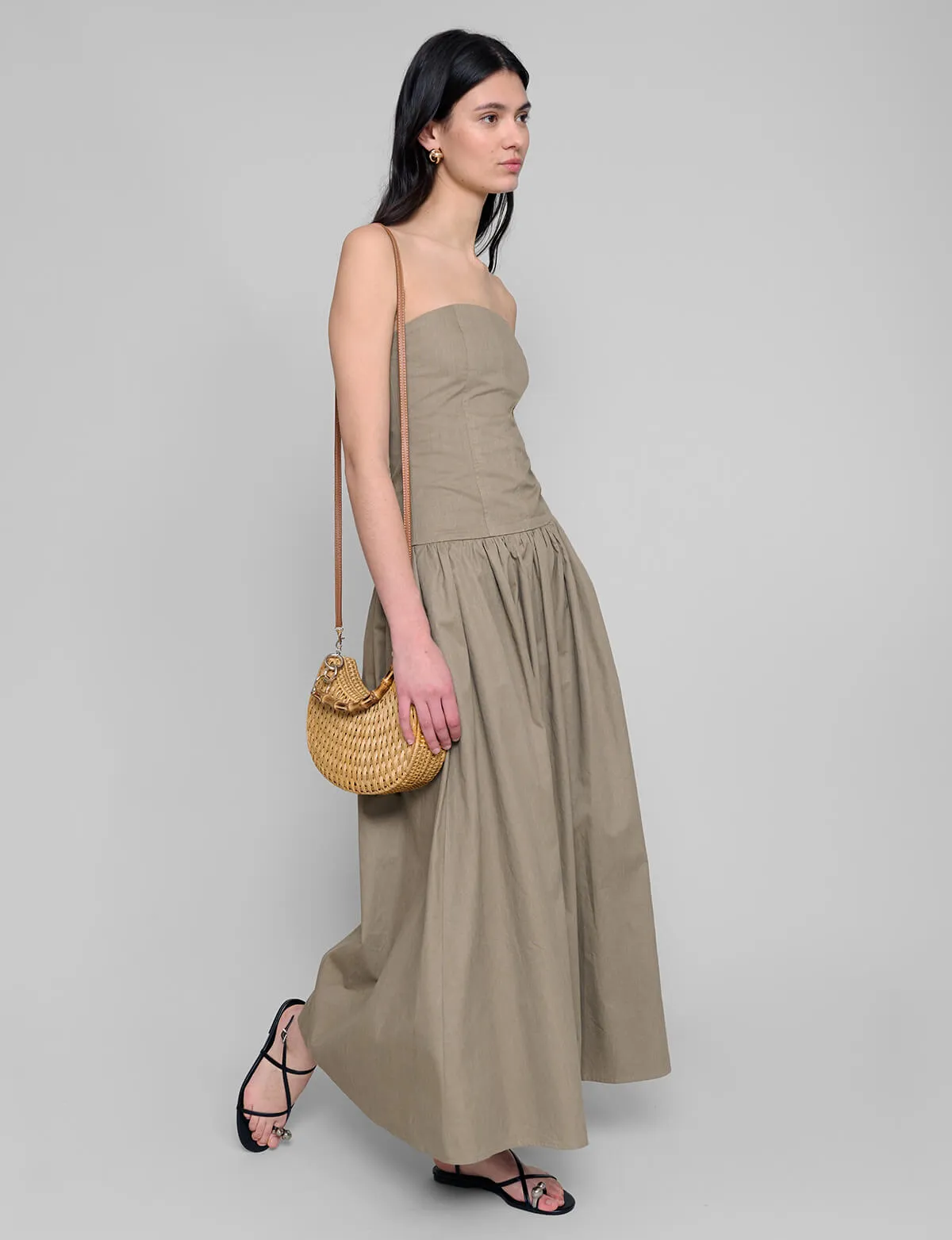 Khaki Strapless Dress-BESTSELLER sold by Pixie Market product image thumbnail 4