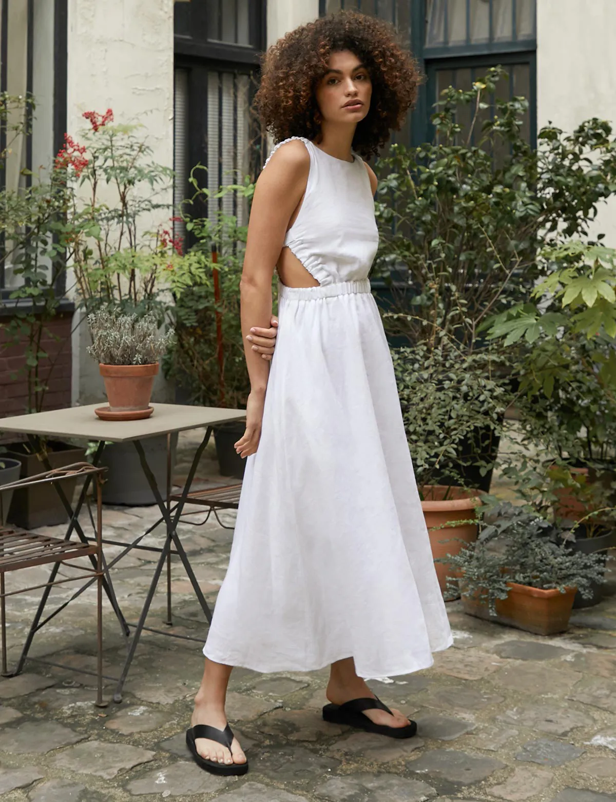 Beatrice Dress in White Linen -BESTSELLER sold by Pixie Market