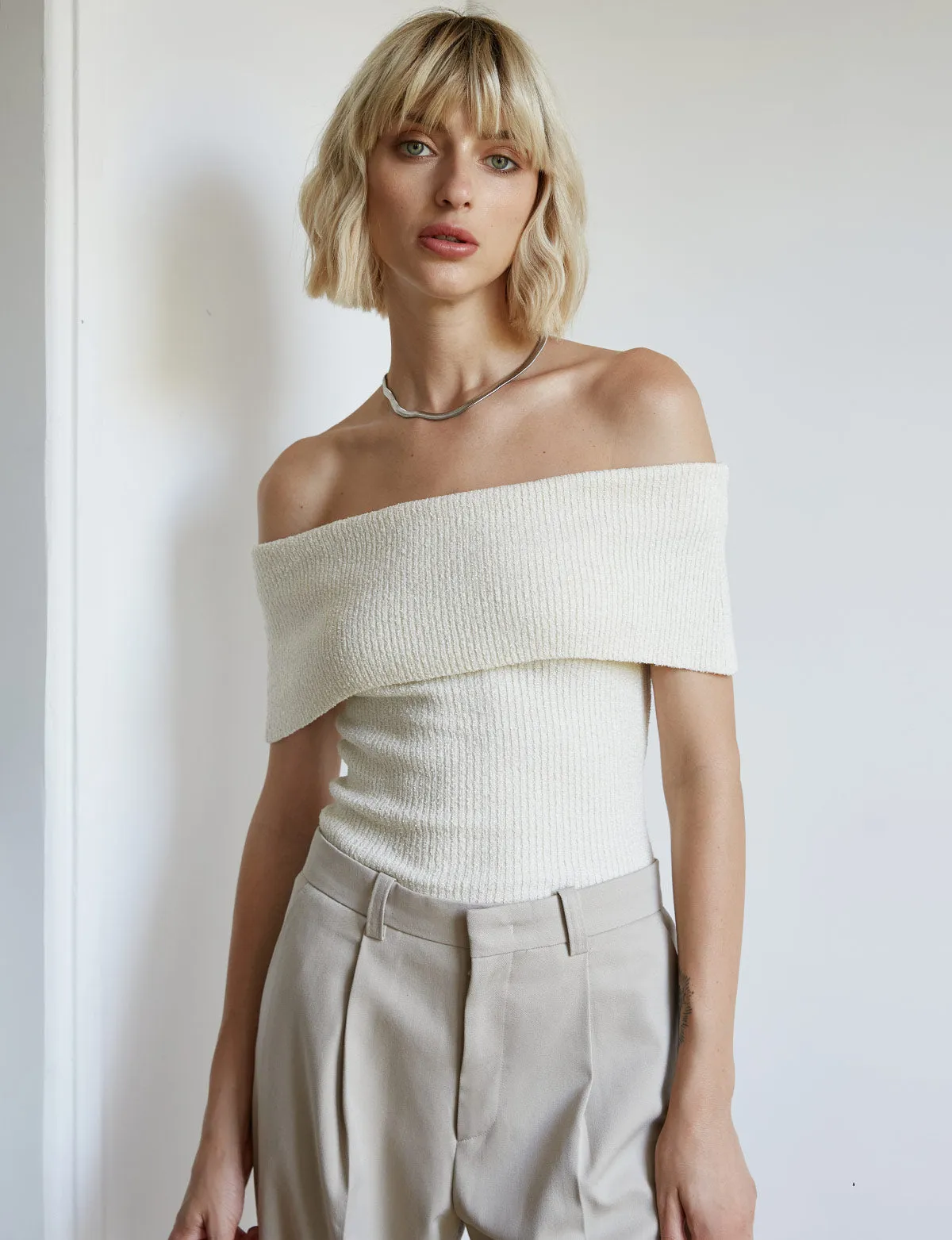 Popcorn Knit Off-The-Shoulder Top-BESTSELLER sold by Pixie Market