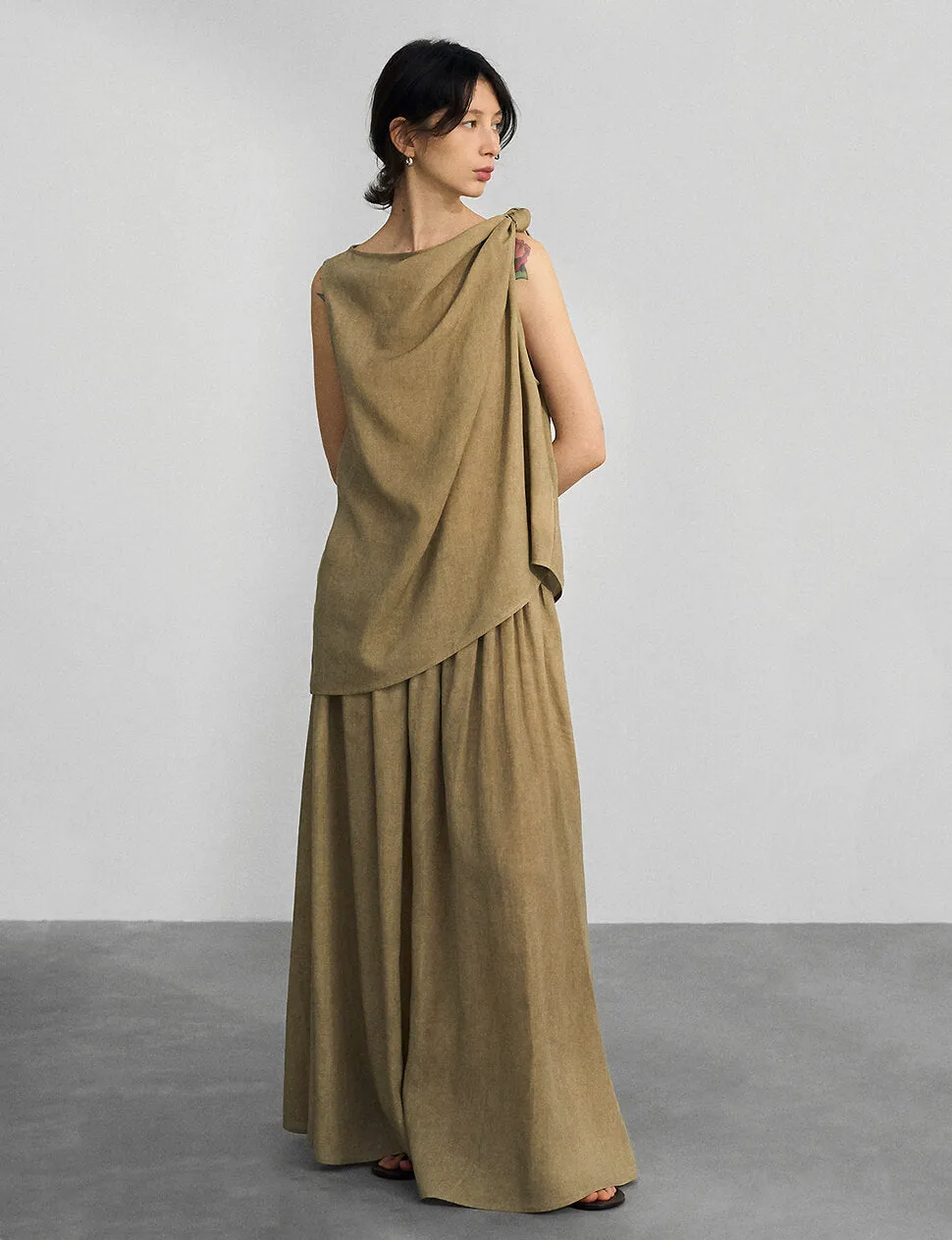 Khaki Midi Skirt sold by Pixie Market product image thumbnail 2