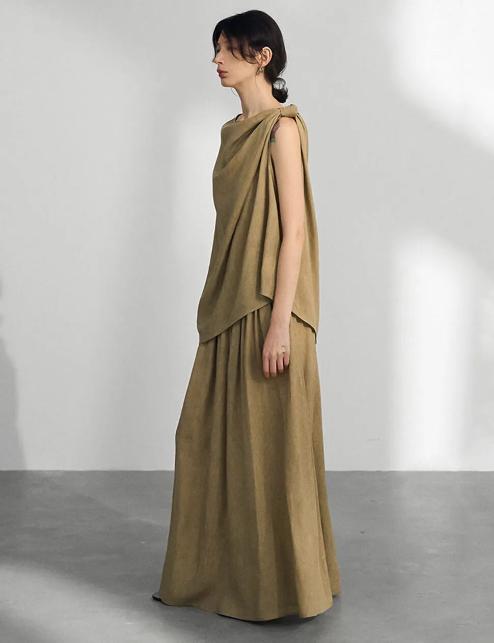 Khaki Midi Skirt sold by Pixie Market product image thumbnail 4