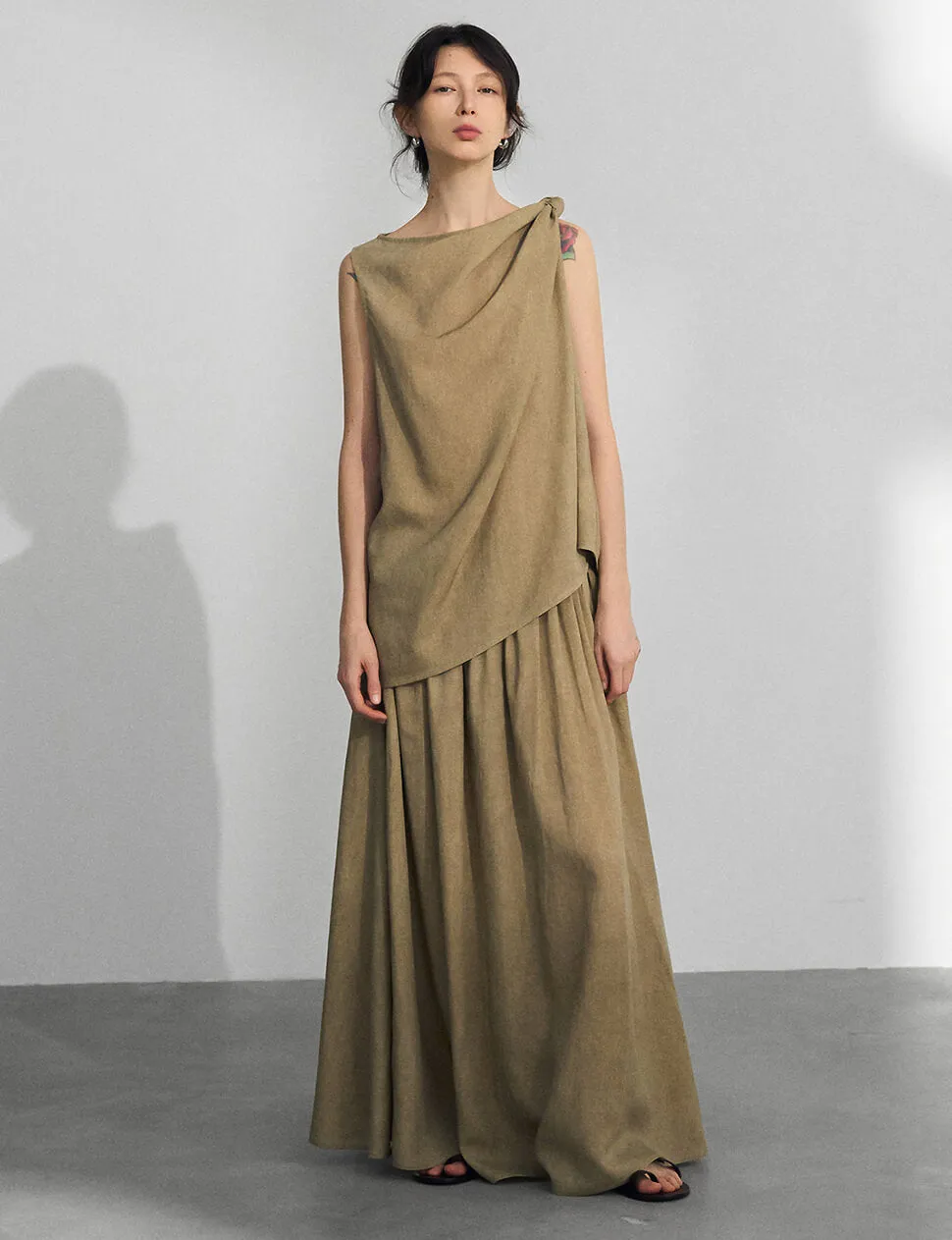 Khaki Midi Skirt sold by Pixie Market product image thumbnail 3