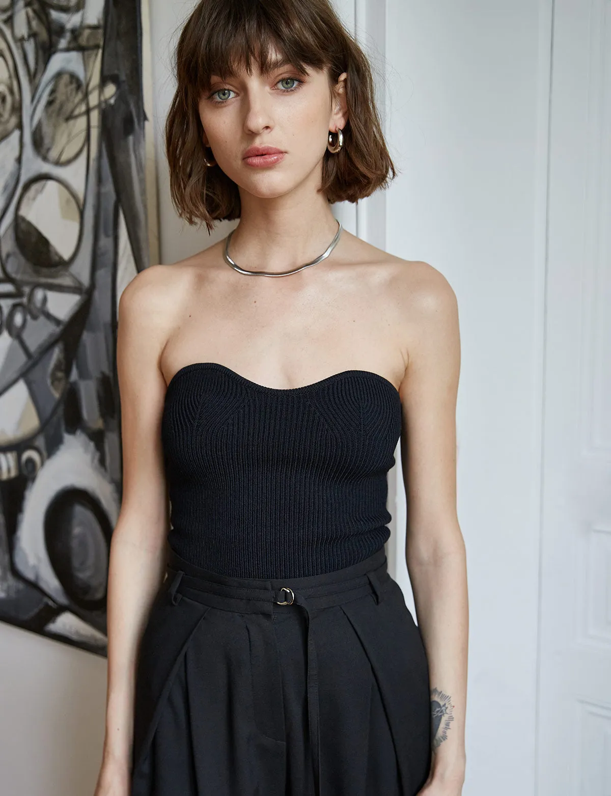 Cass Knit Bustier Top in Black-BESTSELLER sold by Pixie Market product image thumbnail 2