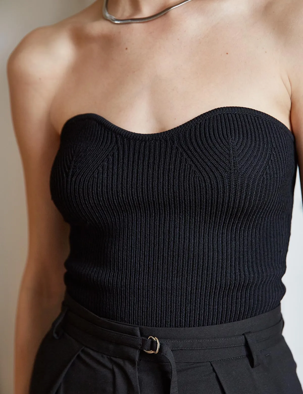 Cass Knit Bustier Top in Black-BESTSELLER sold by Pixie Market product image thumbnail 4