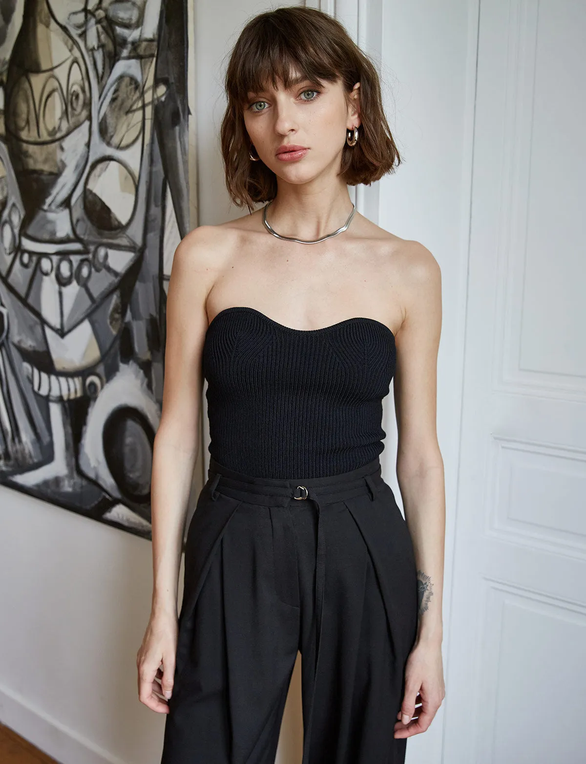 Cass Knit Bustier Top in Black-BESTSELLER sold by Pixie Market product image thumbnail 5