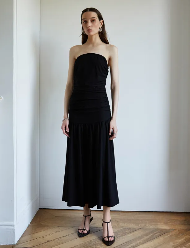 Claudia Ruched Strapless Maxi Dress sold by Pixie Market