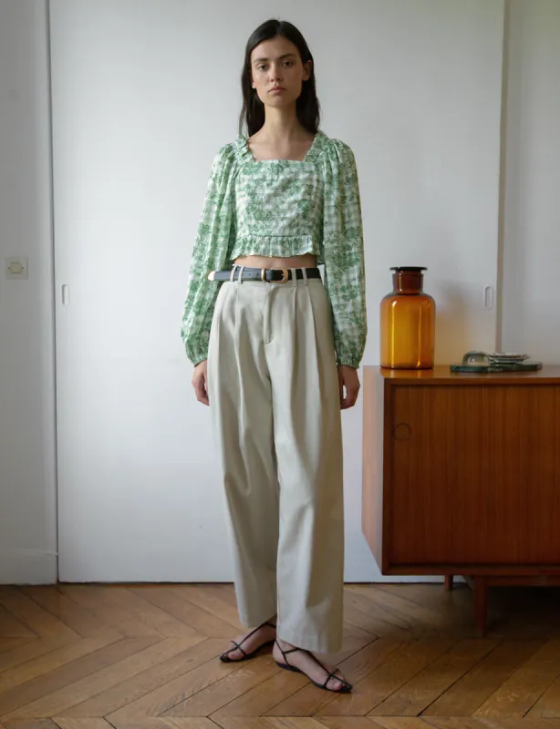 Floral Green Gingham Top sold by Pixie Market