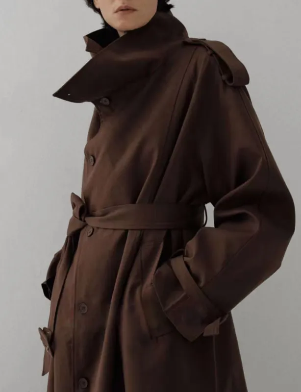 Chocolate Brown Trench Coat -PREORDER sold by Pixie Market