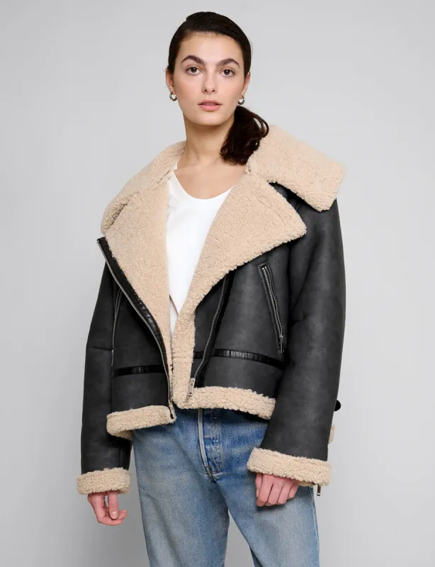 Faded Black Biker Jacket sold by Pixie Market