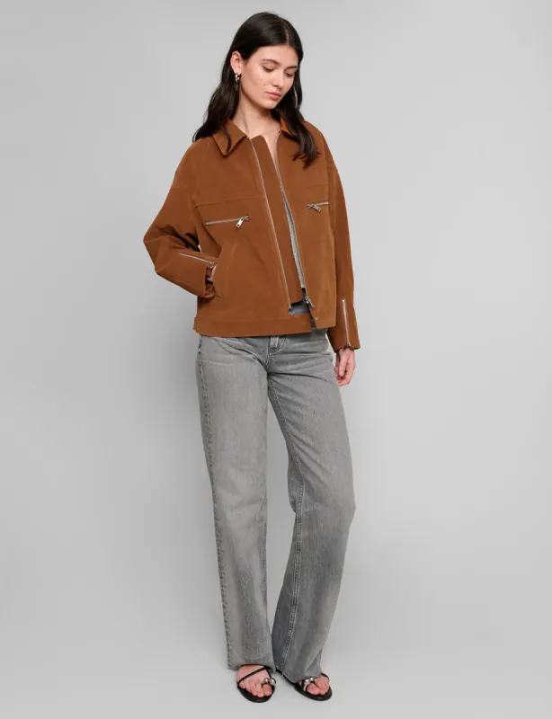 Faux Suede Moto Zip Jacket made by Pixie Market