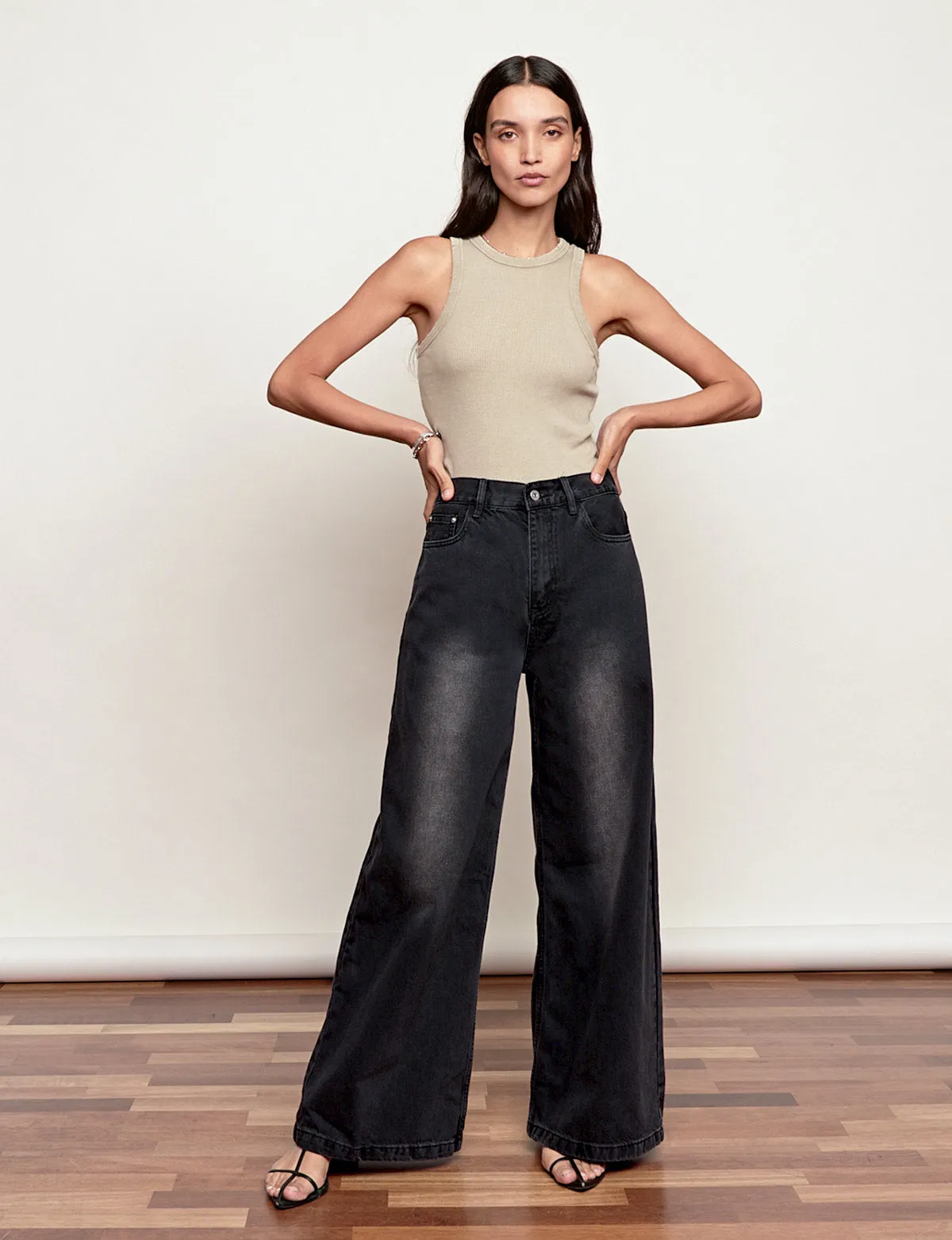 Jane Faded Wide Leg Jeans sold by Pixie Market