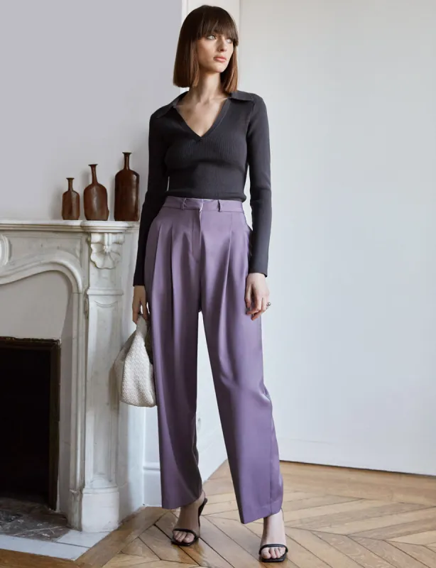 Caila Grey Collar Knit Top sold by Pixie Market