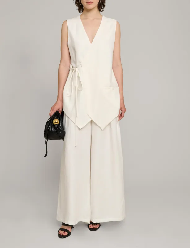White Oversized Wrap Vest sold by Pixie Market