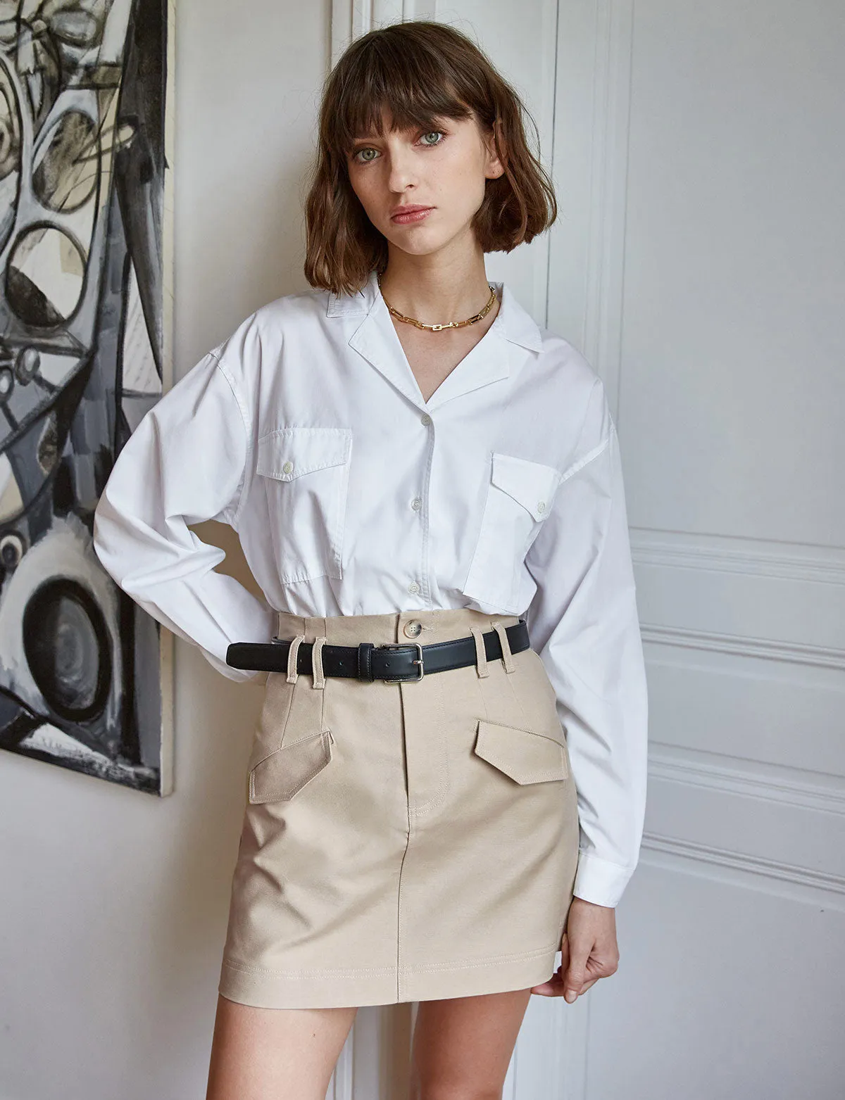 Tan Pocket Twill Mini Skirt-BESTSELLER sold by Pixie Market product image thumbnail 3