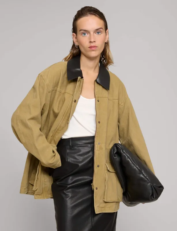 Leather Collar Barn Jacket-BESTSELLER sold by Pixie Market