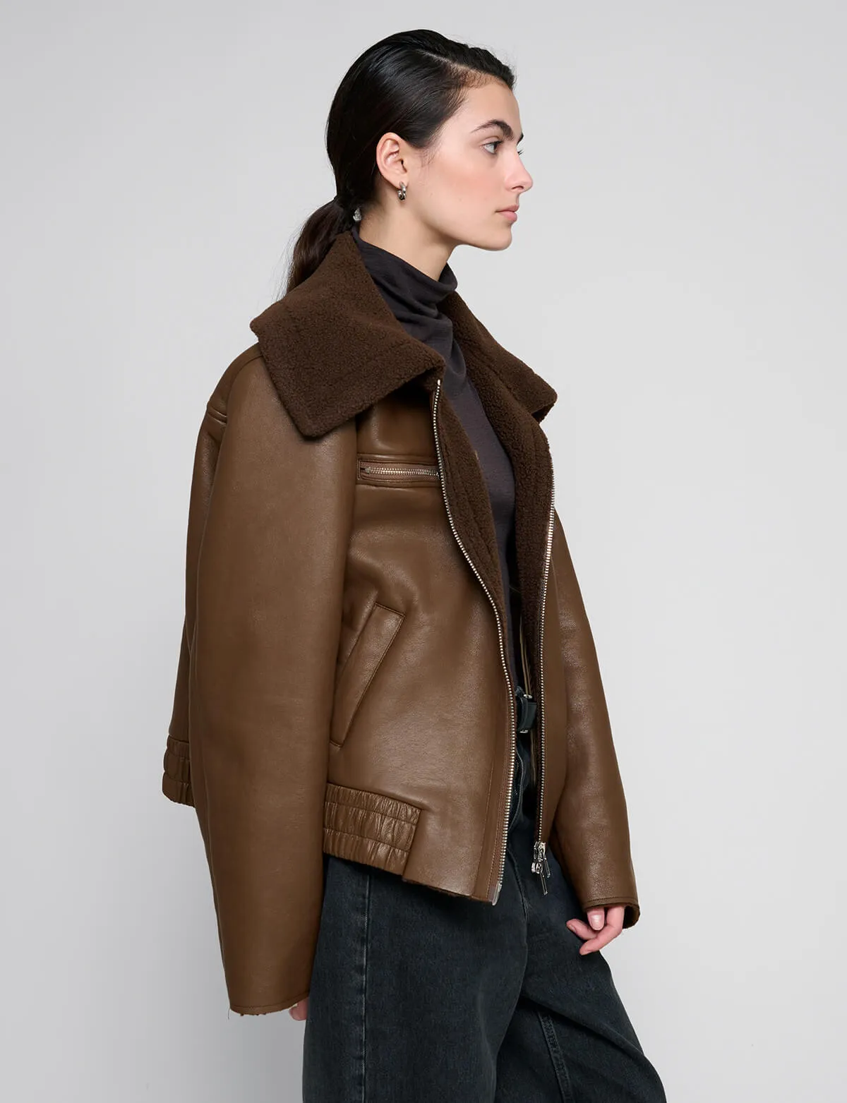 Brown Shearling Collar Jacket sold by Pixie Market product image thumbnail 5