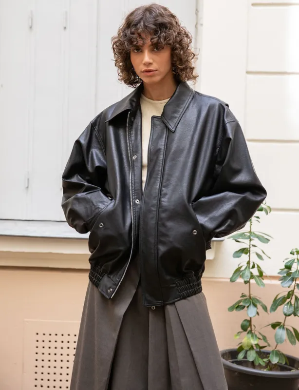 Nash Oversized Leather Bomber Jacket-BESTSELLER sold by Pixie Market