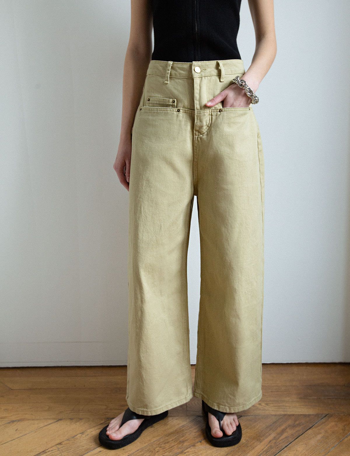 Tan Khaki Wide Leg Jeans sold by Pixie Market product image thumbnail 3
