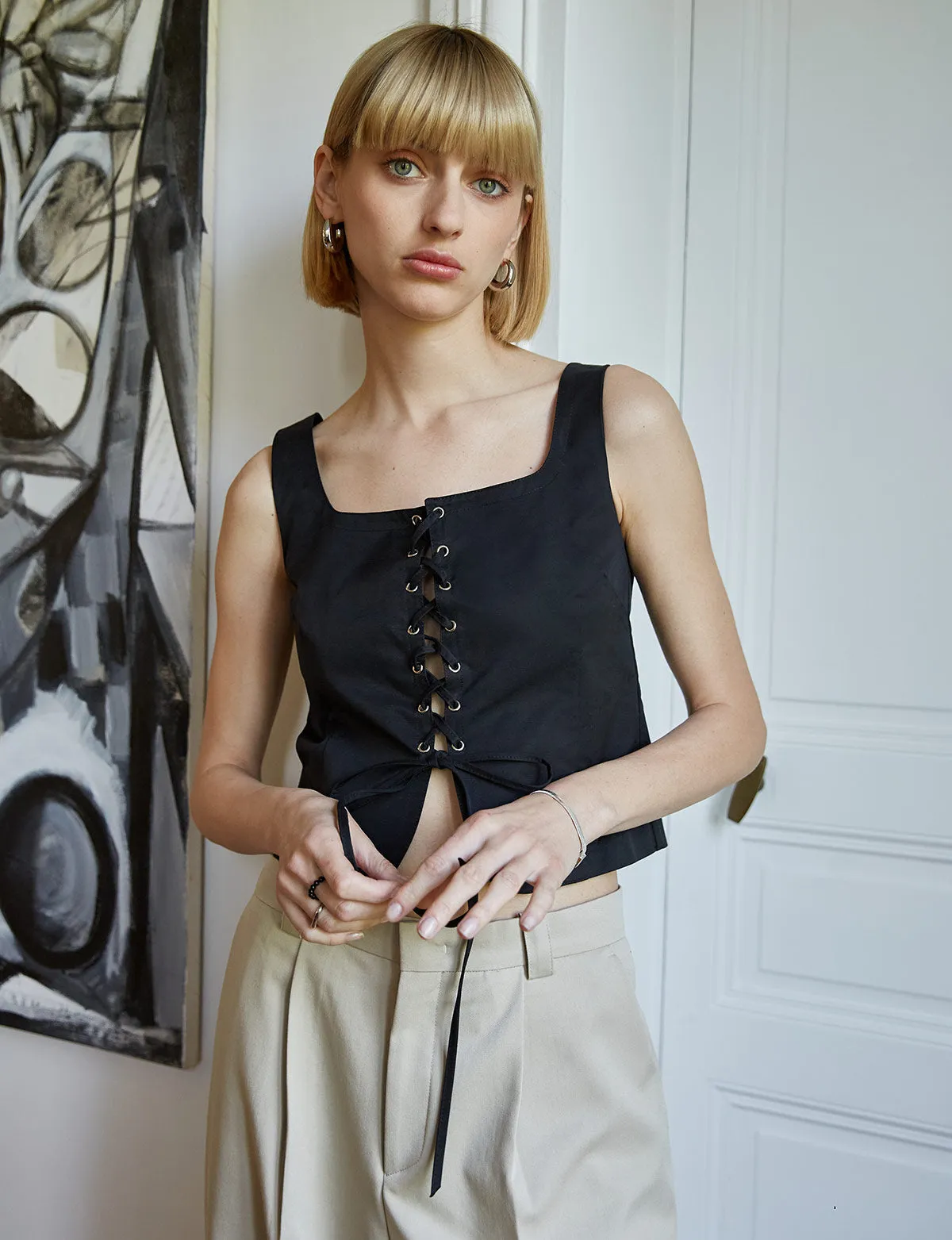 Black Corset Lace Up Top sold by Pixie Market product image thumbnail 5