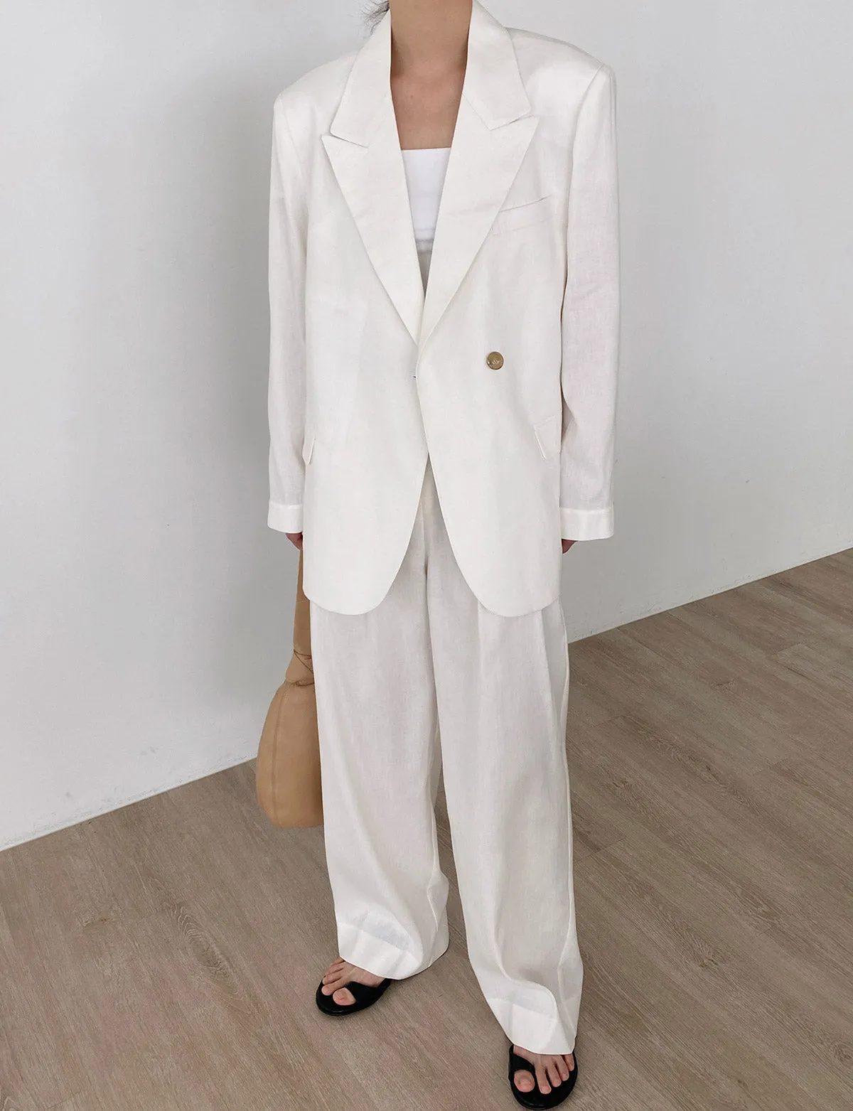 White Linen Blazer sold by Pixie Market product image thumbnail 5