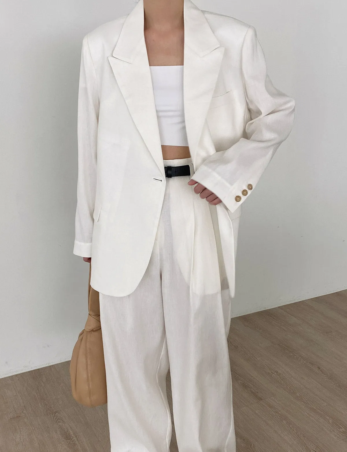 White Linen Blazer sold by Pixie Market
