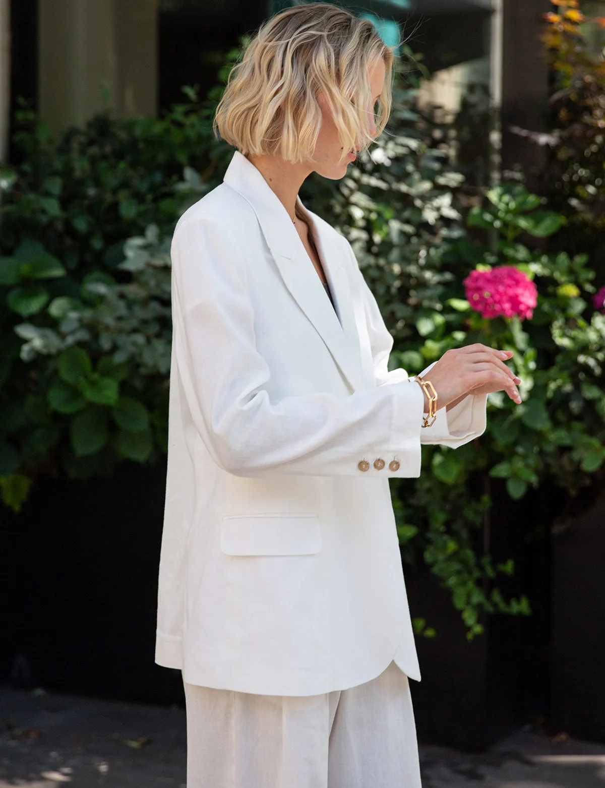 White Linen Blazer sold by Pixie Market product image thumbnail 4