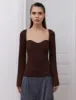 Chiara Bustier Knit Top in Chocolate sold by Pixie Market