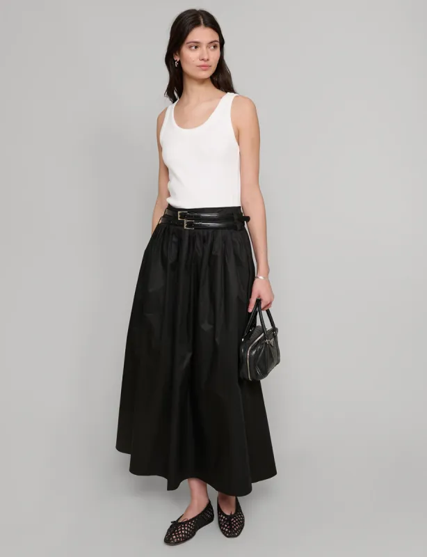 Thea Black Double-Belted Skirt sold by Pixie Market