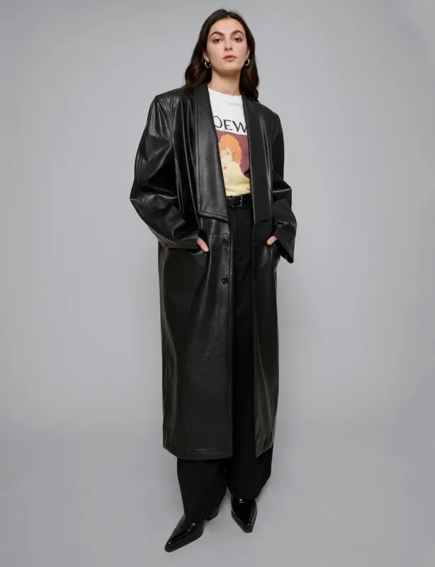 Black Leather Trench Coat sold by Pixie Market