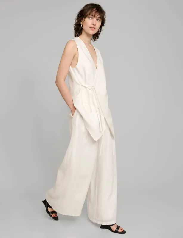 White Linen Wide Leg Pants sold by Pixie Market