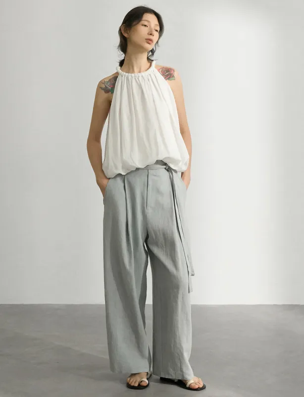 Braided Halter Puff Top in White sold by Pixie Market