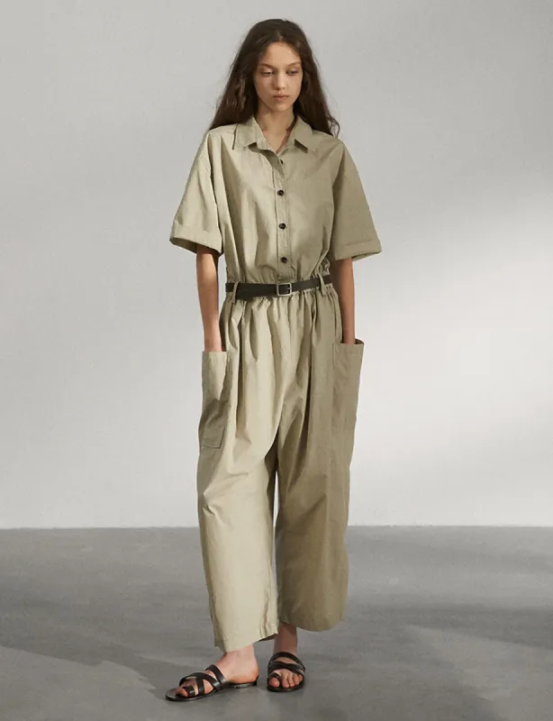 Tan Baggy Jumpsuit-BESTSELLER sold by Pixie Market