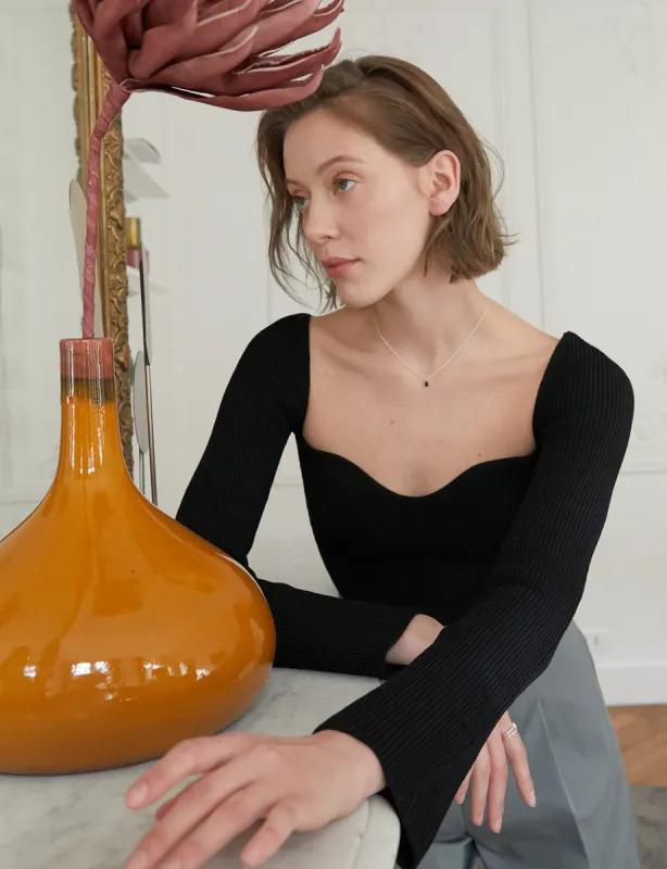 Chiara Knit Bustier Top in Black sold by Pixie Market