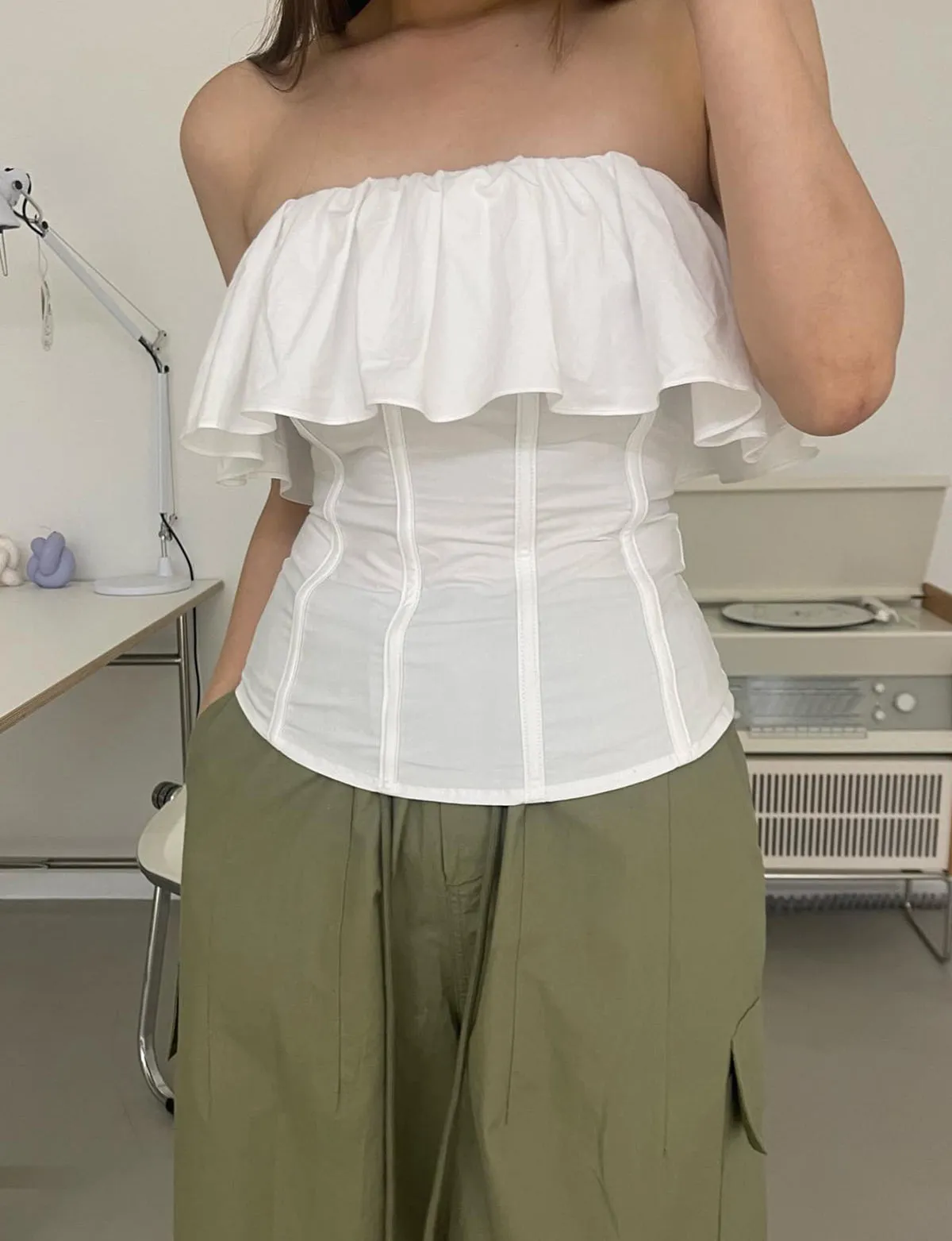 White Ruffled Corset Top sold by Pixie Market product image thumbnail 4