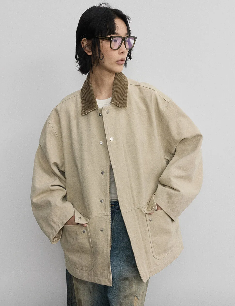 Beige Oversized Barbour Jacket sold by Pixie Market