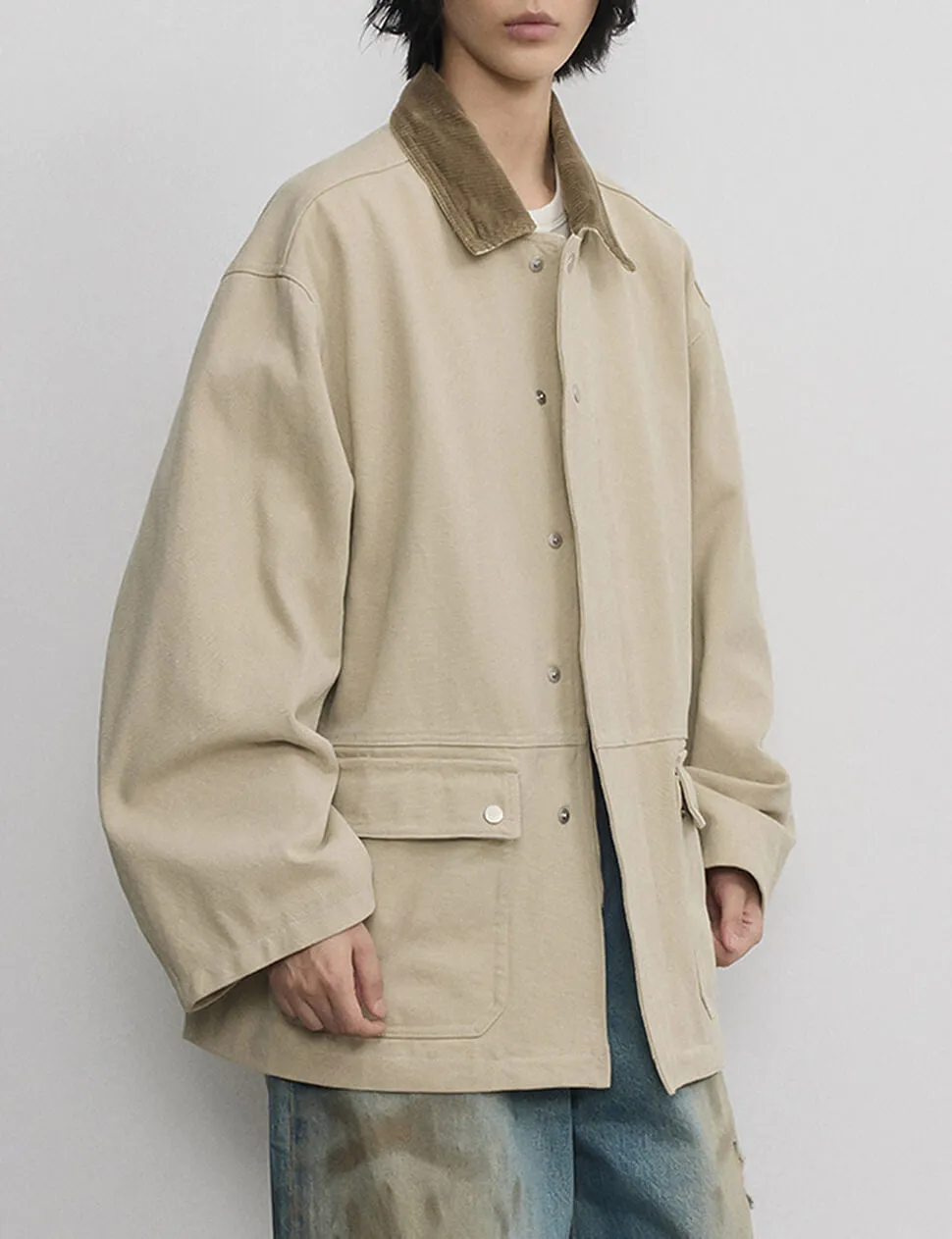 Beige Oversized Barbour Jacket sold by Pixie Market product image thumbnail 4