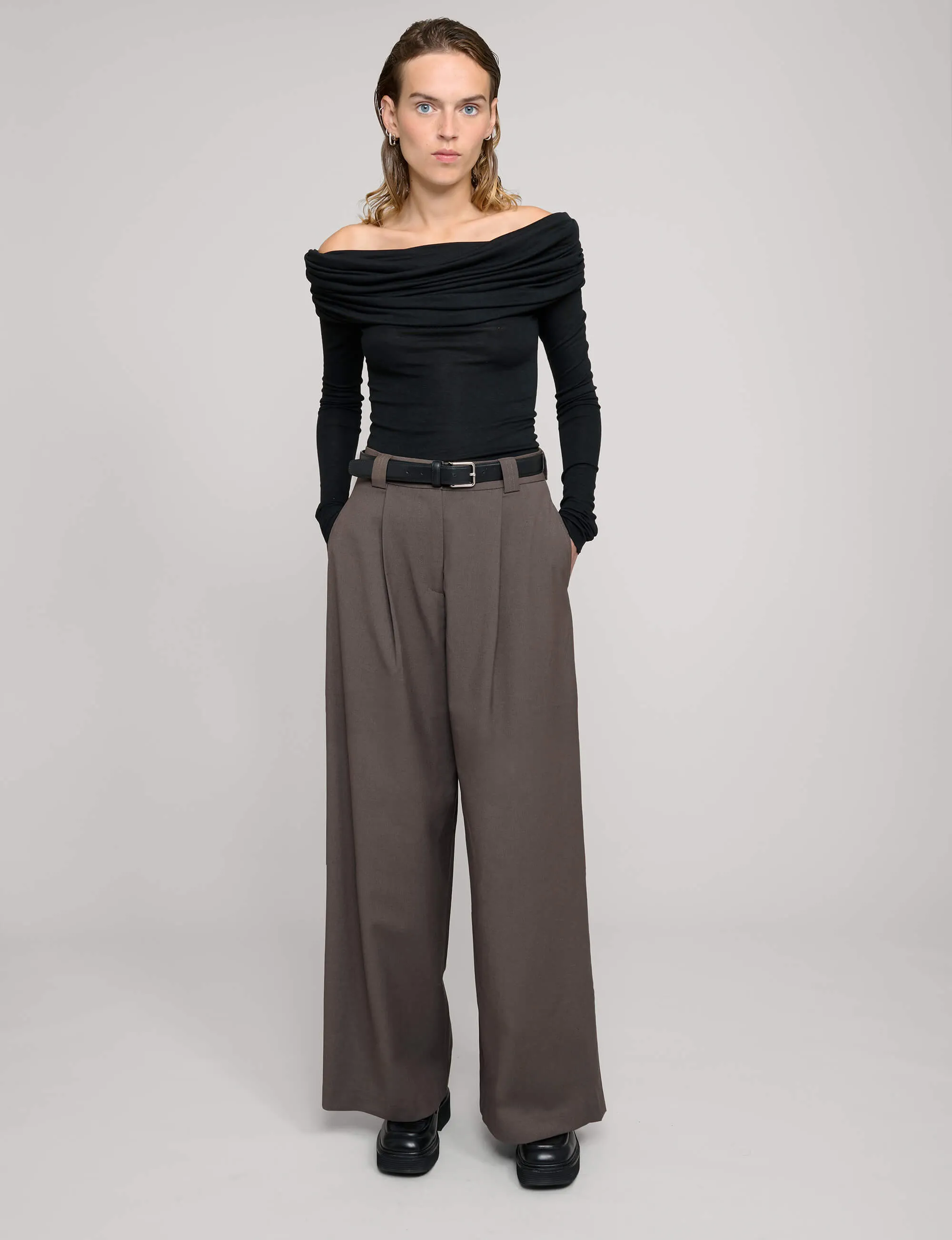 Brown Wide-Leg Pants sold by Pixie Market