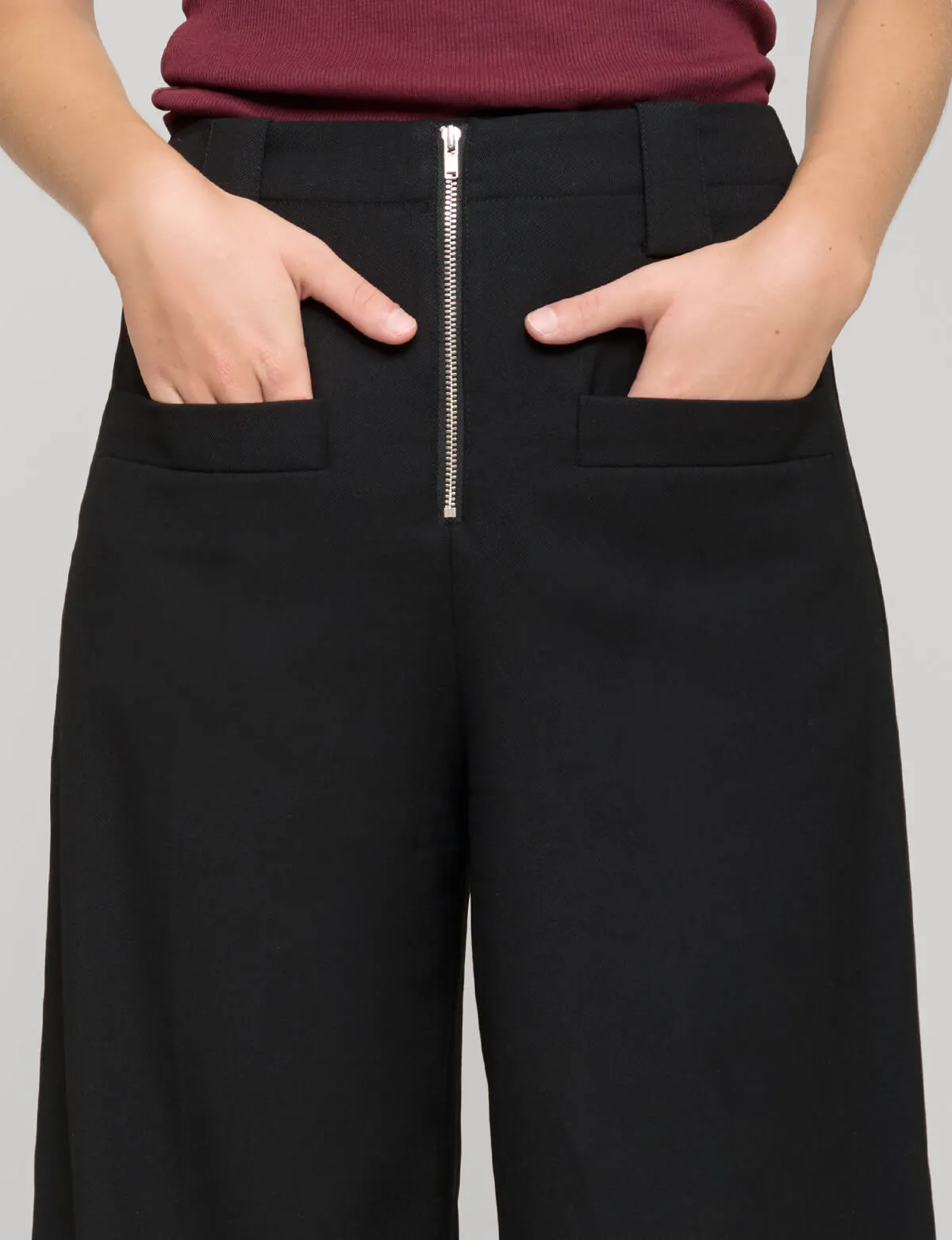Zip Black Wide-Leg Pants sold by Pixie Market product image thumbnail 4