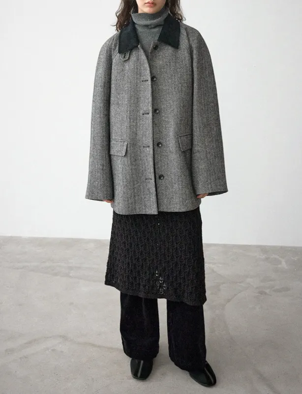Contrast Collar Herringbone Jacket sold by Pixie Market