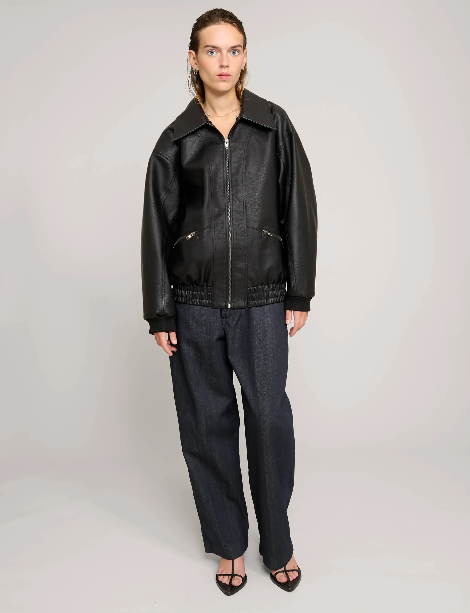 Fur Collar Leather Bomber jacket sold by Pixie Market product image thumbnail 4