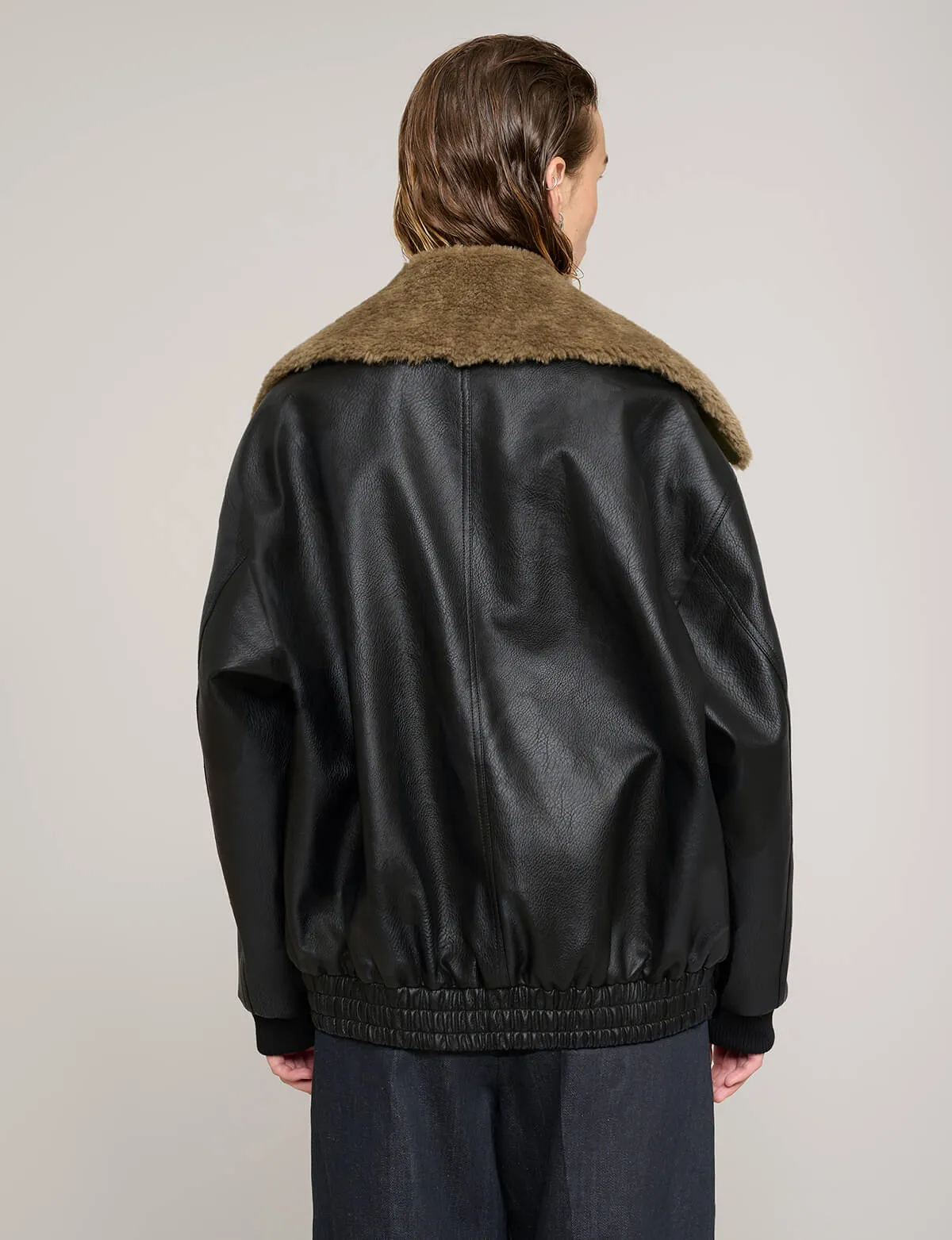 Fur Collar Leather Bomber jacket sold by Pixie Market product image thumbnail 5