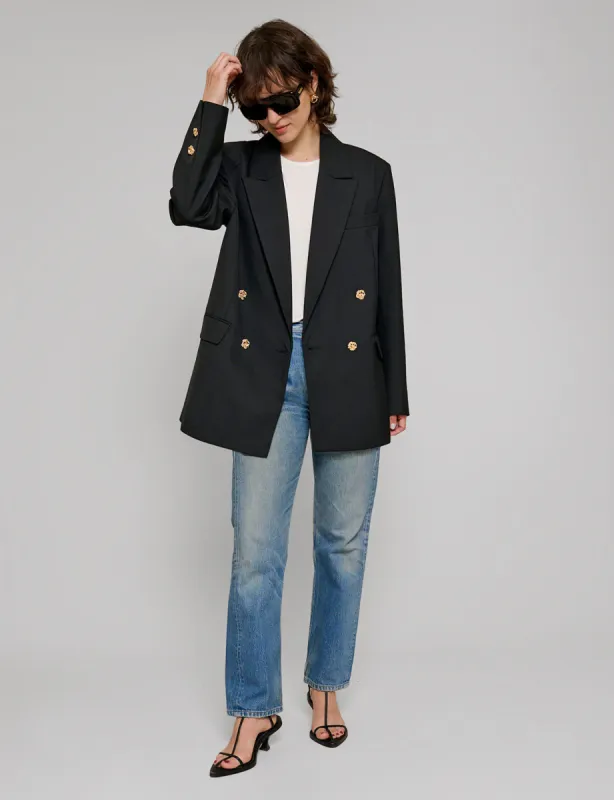 Oversized Wool-Twill Gold-Button Blazer made by Pixie Market