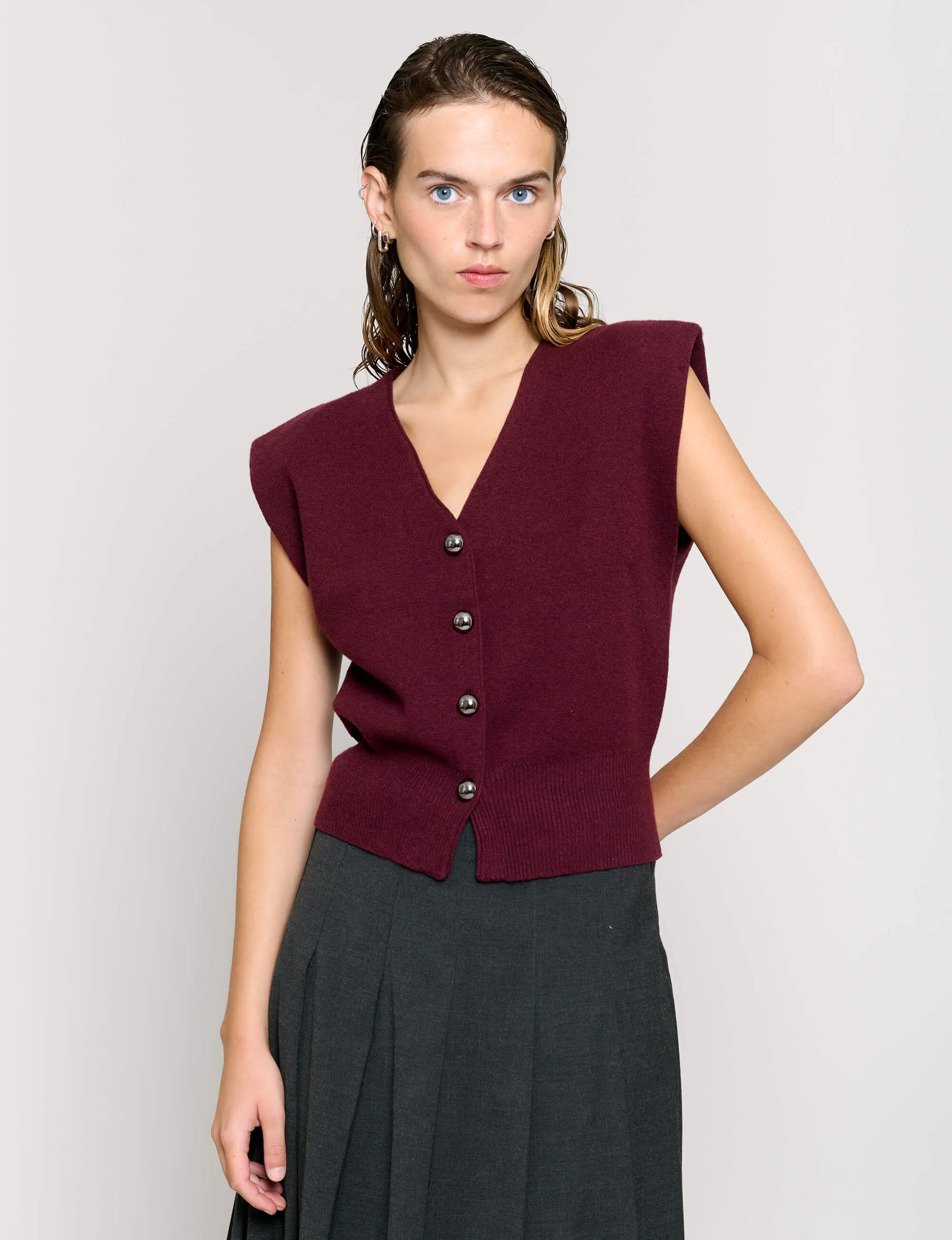 Padded Knit Silver Button Top sold by Pixie Market product image thumbnail 4