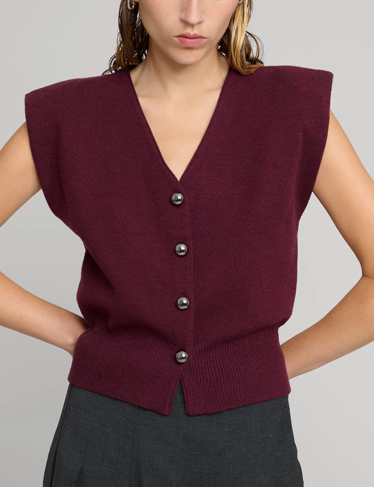 Padded Knit Silver Button Top sold by Pixie Market product image thumbnail 3