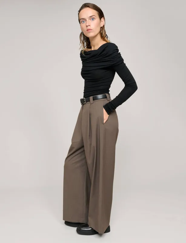 Black Off-the-Shoulder Draped Top sold by Pixie Market