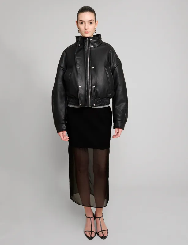 Crop Leather Bomber Jacket sold by Pixie Market
